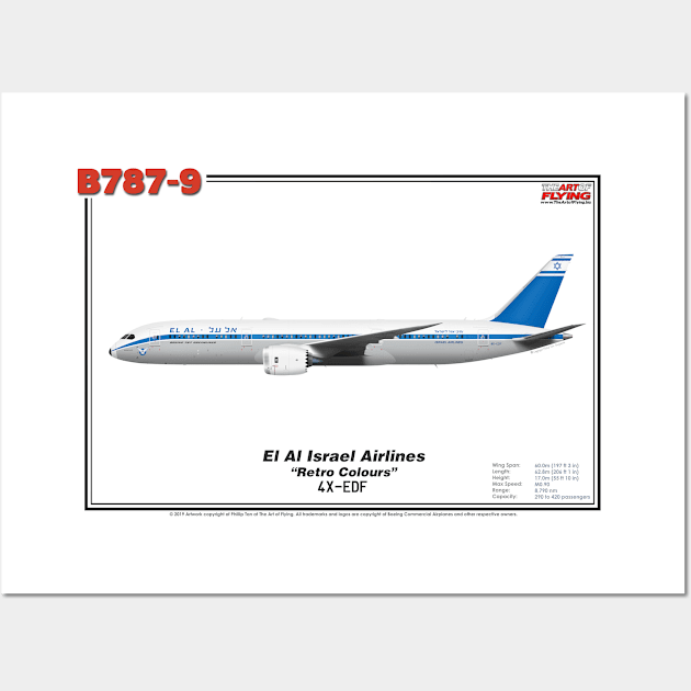 Boeing B787-9 - El Al Israel Airlines "Retro Colours" (Art Print) Wall Art by TheArtofFlying